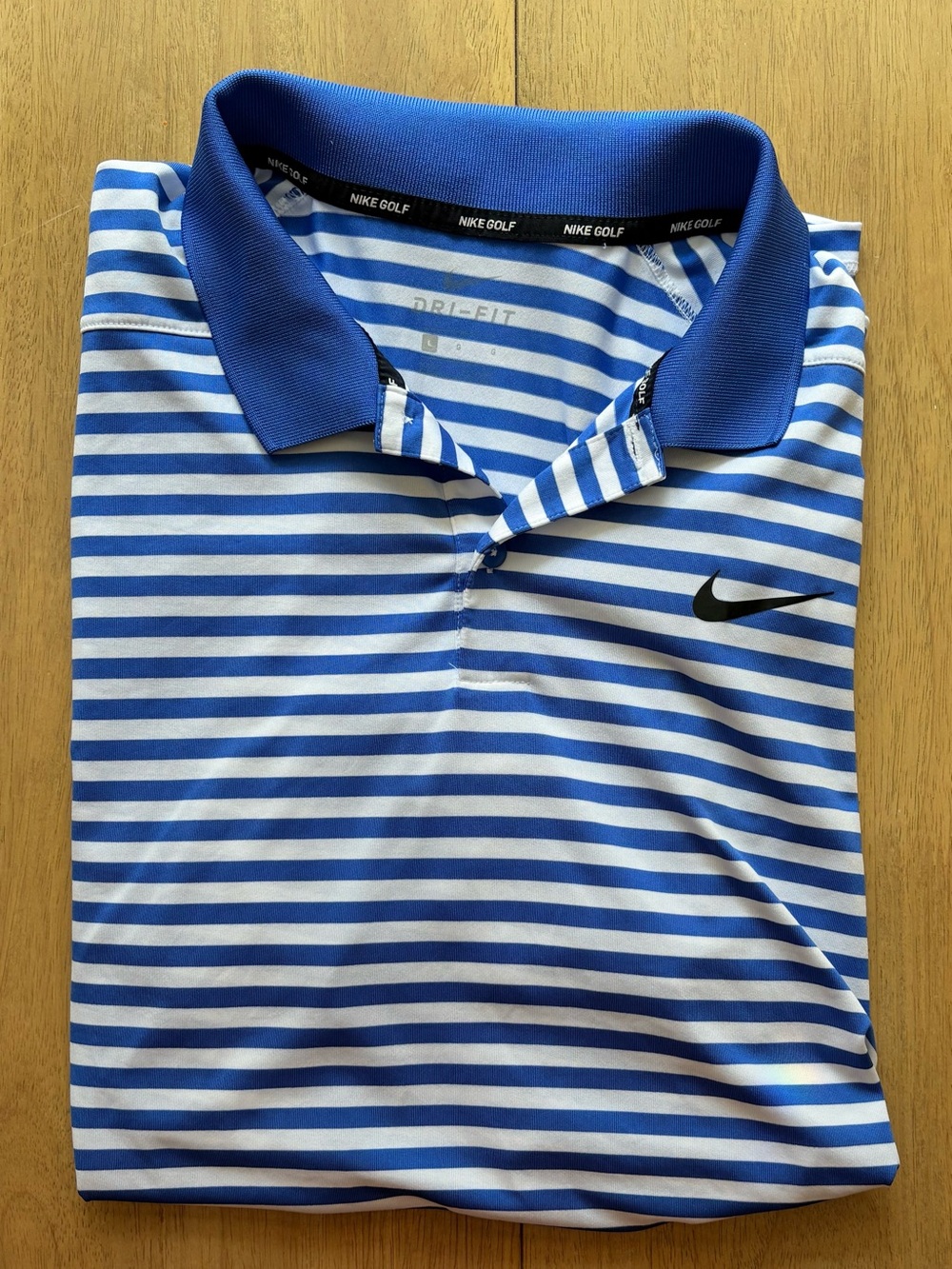 Nike Men's Blue & White Striped Golf Polo